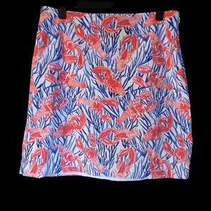 Talbots Red and Blue Lobster Print Skirt
